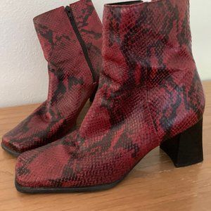 Nine West Dark Red “snakeskin” ankle boot Size 9.5